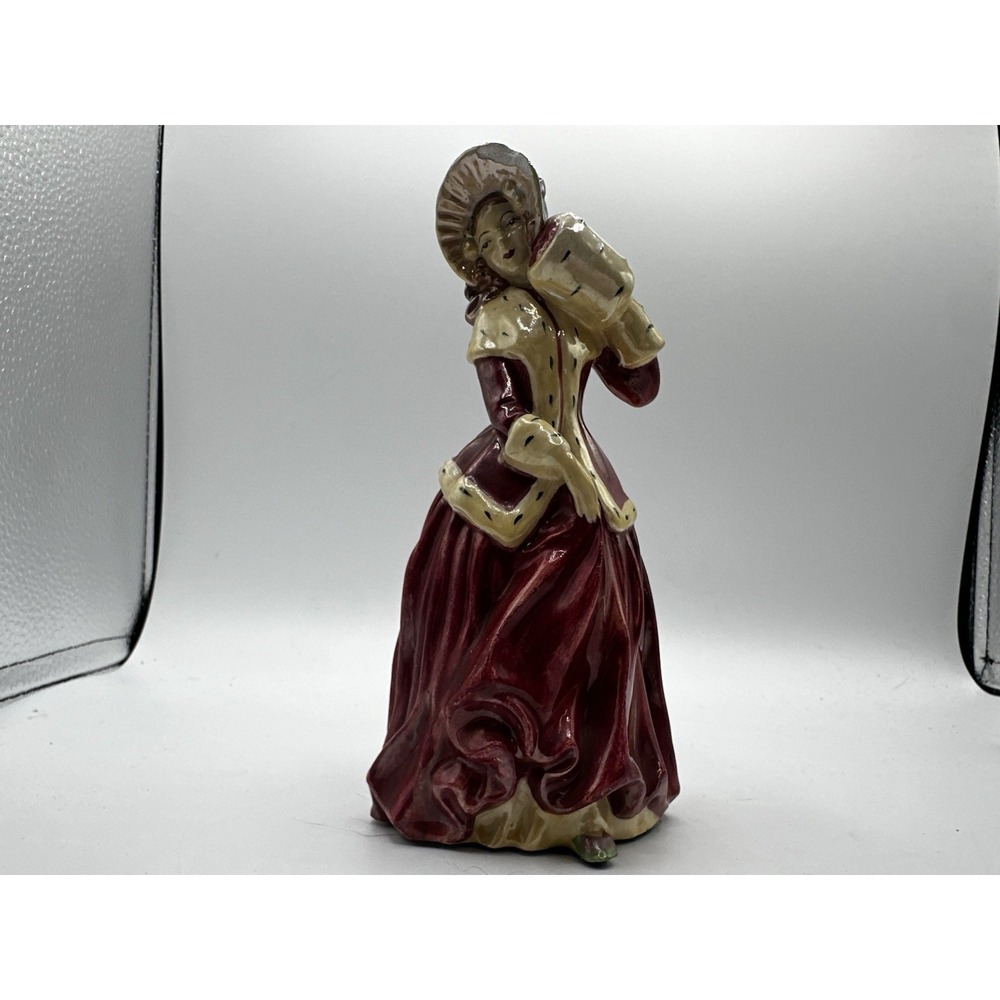 Vintage Ceramic Victorian Lady Figurine The Ermine Coat Winter Christmas 7" - Picture 8 of 16